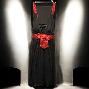 Ruby rox Elegant Black Women's dress with bow LARGE length 37in pit to pit 14in